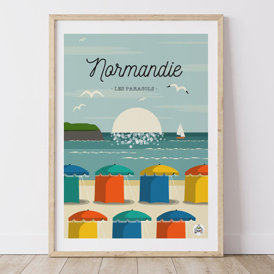 Affiche NORMANDIE - Les Parasols