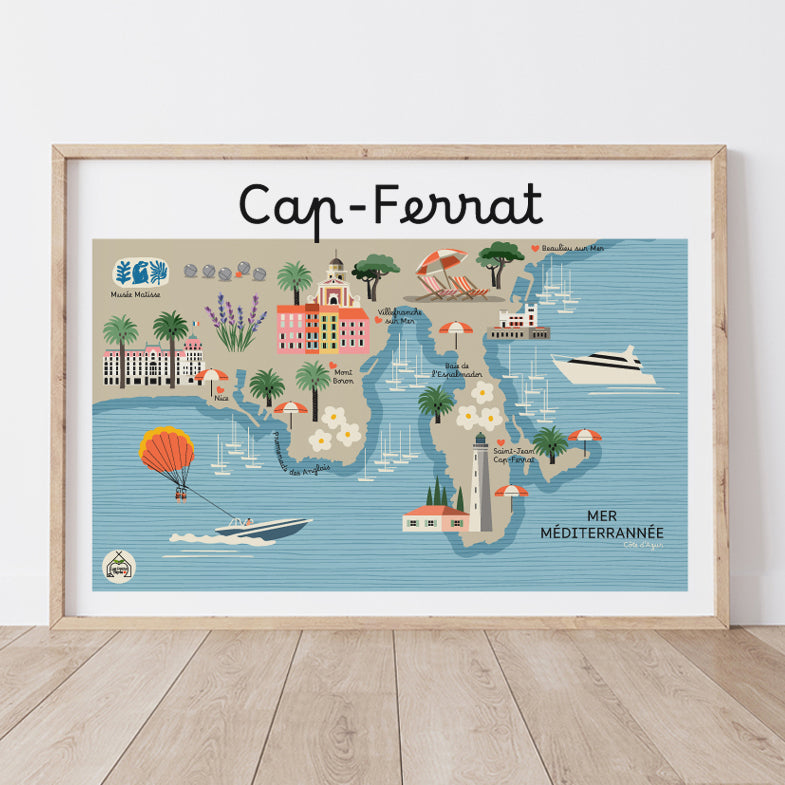 Affiche Carte Côtière CAP-FERRAT