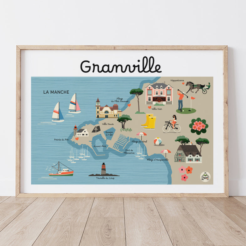 Affiche Carte Côtière GRANVILLE