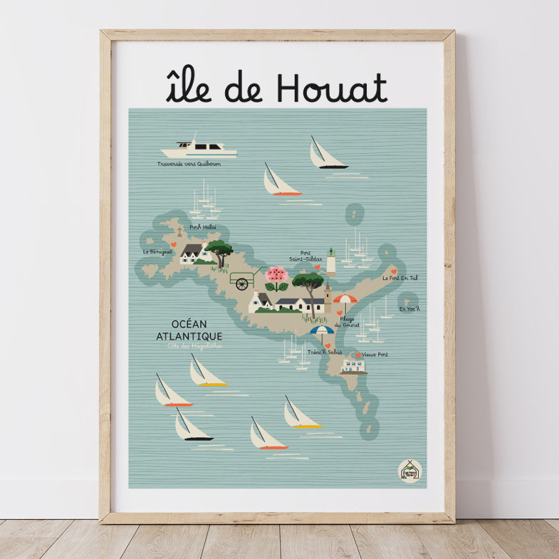 Affiche Carte Côtière ILE DE HOUAT