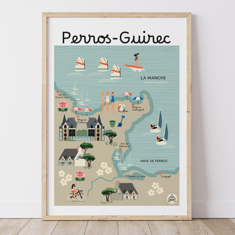 Affiche Carte Côtière PERROS-GUIREC