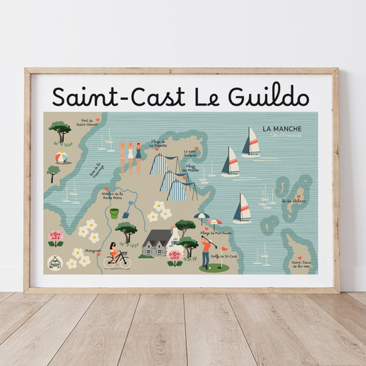 Affiche Carte Côtière SAINT-CAST-LE-GUILDO