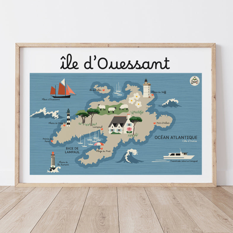 Affiche Carte Côtière ILE D'OUESSANT