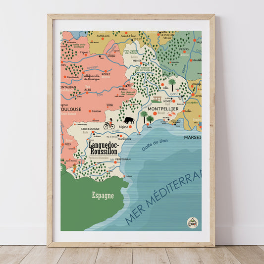 Affiche Carte Région LANGUEDOC-ROUSSILLON