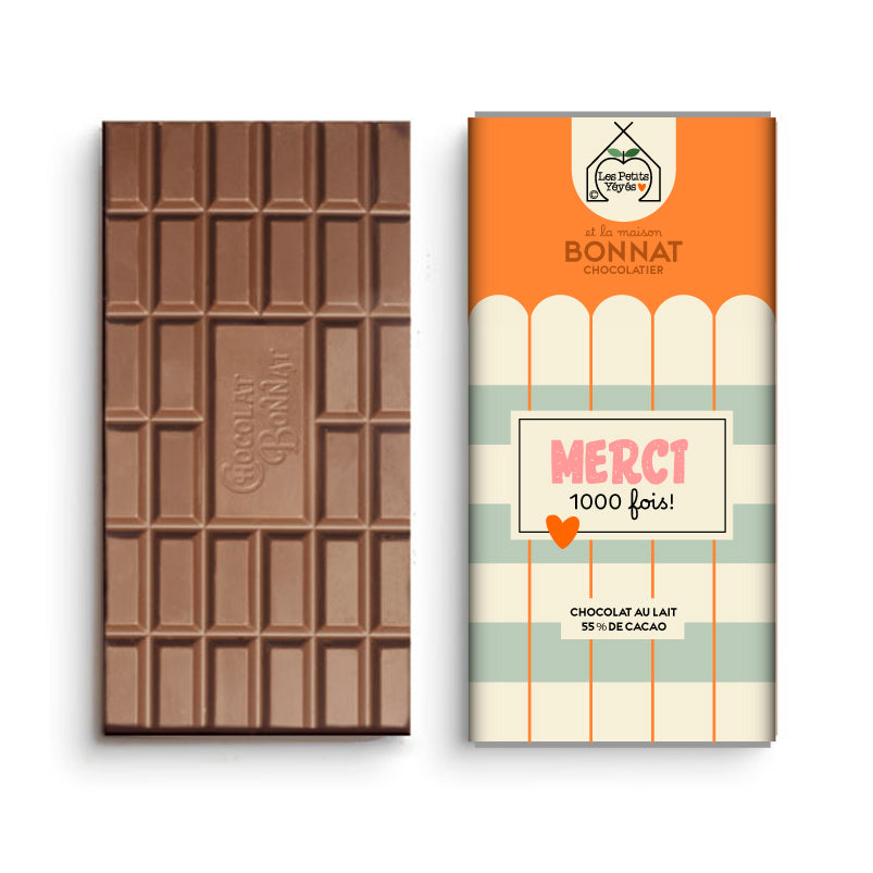 Tablette de Chocolat damier - MERCI 1000 FOIS