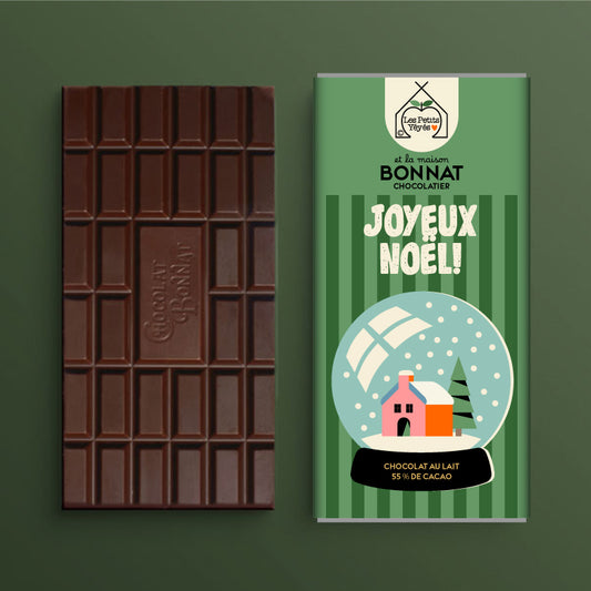 Tablette de Chocolat JOYEUX NOËL Boule à Neige