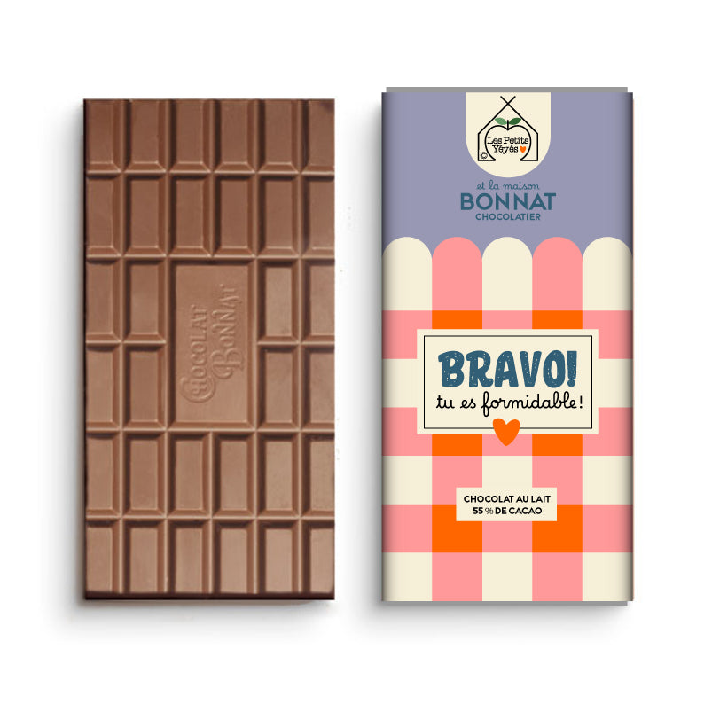 Tablette de Chocolat damier - BRAVO TU ES FORMIDABLE