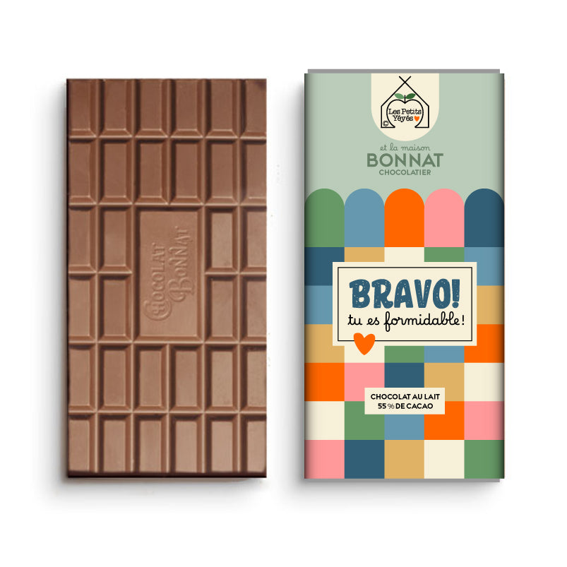 Tablette de Chocolat damier - BRAVO TU ES FORMIDABLE