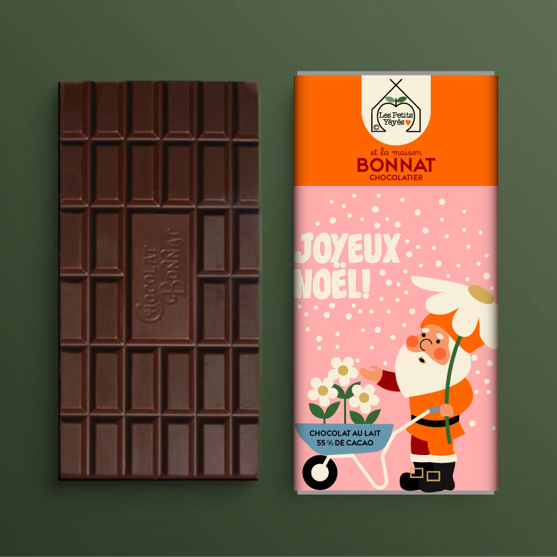 Tablette de Chocolat JOYEUX NOËL Fleurs du père Noël